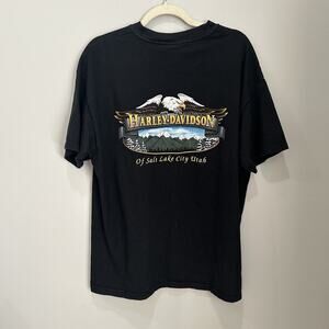 Vintage Men’s Size XL Harley Davidson Salt Lake‎ City Utah Black Pocket T-Shrit